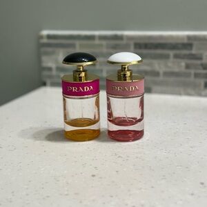Two empty Prada Candy bottles for decoration